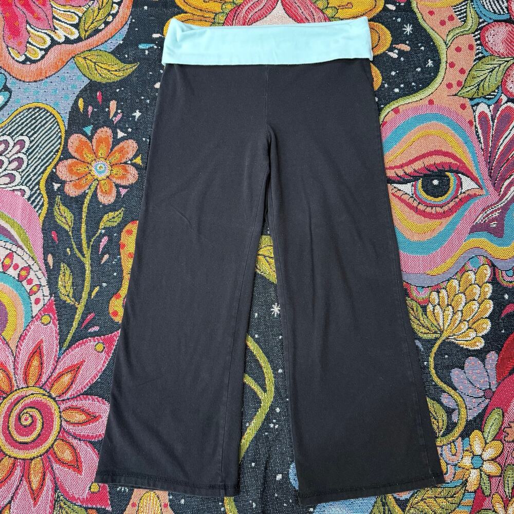Y2k Fold Over Wide Leg Crop Pants Pilates Princess Coquette Loungewear Casual S